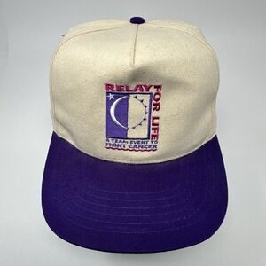 Vintage KC Product Relay For Life American Fight Cancer Society Hat Beige Purple